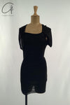Marc le bihan shoulder strap asymmetric short sleeve top 2860 black